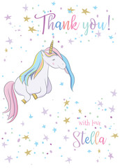 Obraz premium Illustration with cute mystic unicorn animal