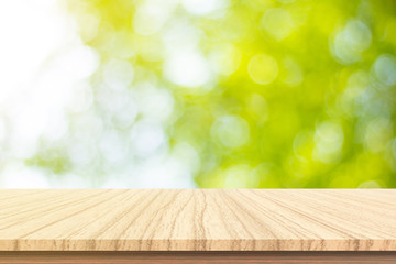 wood table on nature background