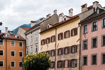 Fototapeta na wymiar Low angle view of old buildings in old town of Innsbruck