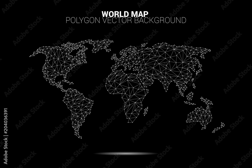 Aufkleber world map dot connection line polygon: concept of digital world, data connection