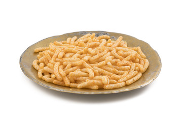 Spices Cheese Puff Snack isolated on White Background