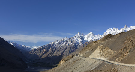 View on the new silk road National Highway 35 or China-Pakistan Friendship Highway.