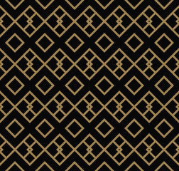 Abstract geometric pattern with lines, rhombuses A seamless vector background. black and gold texture