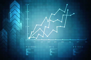 2d rendering Stock market online business concept. business Graph 