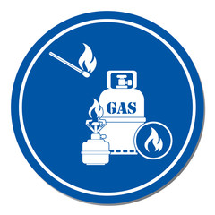 Camping stove with gas bottle icon vector