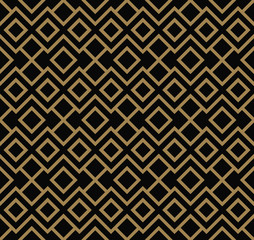 Abstract geometric pattern with lines, rhombuses A seamless vector background. black and gold texture