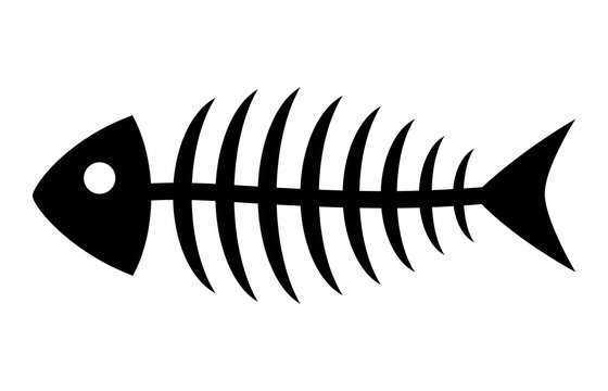 Fish bone or fishbone skeleton flat vector icon for wildlife apps and websites