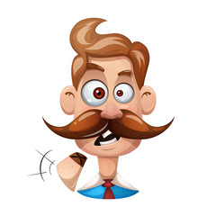 Funny, cute, cartoon man illustration. Cigarette smiley Vector eps 10