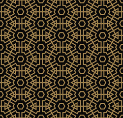 Vector seamless pattern. Modern stylish texture. Repeating geometric tiles with halves of hexagons. Contemporary graphic design. Trendy hipster monochrome print.