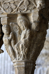 Romanesque Capital in Cloisters Church of Saint Trophime Cathedral in Arles. Provence,  France