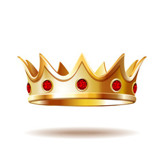 Golden royal crown isolated on white