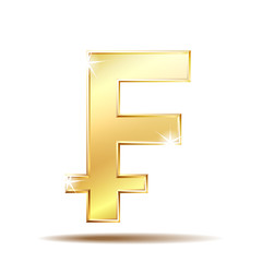 Swiss Franc currency shiny gold symbol