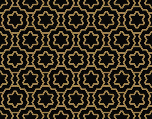 Vector seamless pattern. Modern stylish texture. Repeating geometric tiles with halves of hexagons. Contemporary graphic design. Trendy hipster monochrome print.