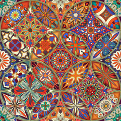 Seamless pattern with decorative mandalas. Vintage mandala elements. - 204041592