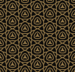 Abstract seamless pattern. Geometric line gold ornament. Ornamental stylish background.