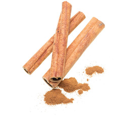 whole cinnamon on white background