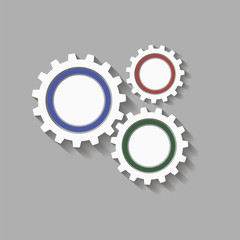 Mechanical gears with a shadow. Vector icon