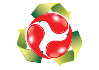 Red dinamic shape with Recycle - 204044137