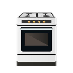 Kitchen gas stove. Cooking food equipment. Vector illustration. Front view