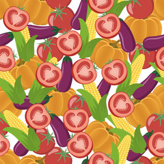 Seamless pattern of vegetables. Vector illustration