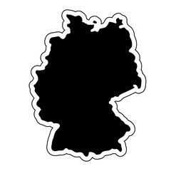 Black silhouette of the country Germany with the contour line. Effect of stickers, tag and label. Vector illustration