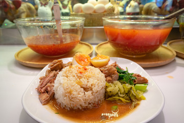 Stewed pork leg on rice