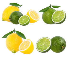 Fototapeta na wymiar Fresh lemon and lime isolated on white background
