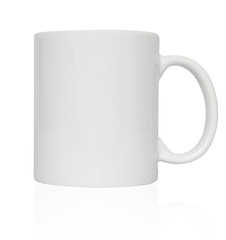 White mug empty blank for coffee or tea isolated on white background.Clipping path for edit.