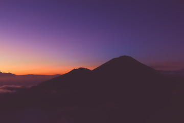 Obraz premium Morning view of Mount Gunung Agung volcano from Mt. Batur, Bali, Indonesia.