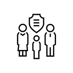 Family protection - line design single isolated icon