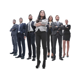 Obraz premium happy successful business team isolated on white background