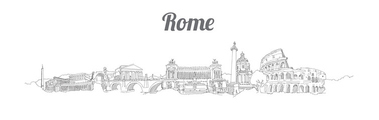 ROME city panoramic vector hand drawing artwork