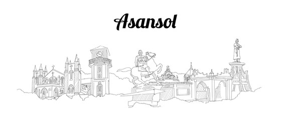 ASANSOL city hand drawing illustration