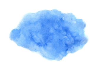 Hand painted blue watercolor texture isolated on the white background. Usable for cards, invitations and more.
