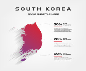 South Korea percentage infographics, 50 30 20 . Element of graph, diagram with 3 options - parts, processes, timeline. Vector business template for presentation, workflow layout, annual report, web
