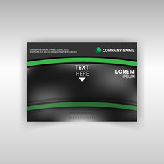 Advertising banner of black color. Stylish flyer with green stripes. Banner for the text of advertising business of the company.