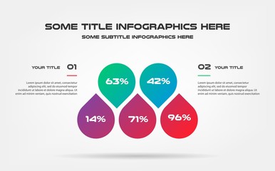 Chart of percentage infographics. Element of graph, diagram with options - parts, processes, timeline. Vector business template for presentation, workflow layout, annual report