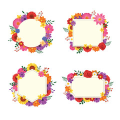 Floral frame set isolated on white background