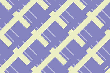 Geometric seamless pattern with intersecting lines, grids, cells. Criss-cross violet background in traditional tile style.