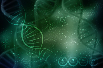 3d render of dna structure, abstract background