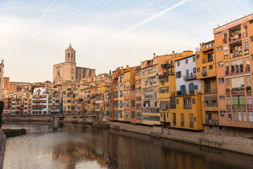 Panorama of Gerona, Costa Brava, Catalonia, Spain.