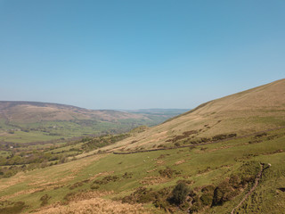 Countryside Road Hills Above Drone Aerial View Landscape Edale Peak district 