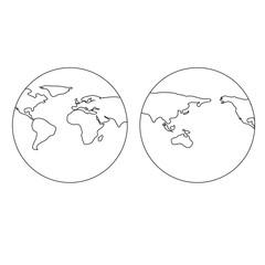Vector globe icon of the world.