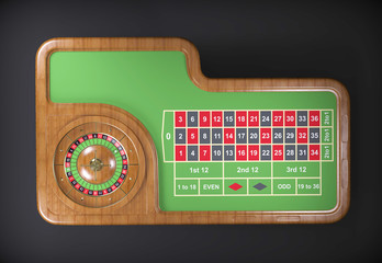Roulette desk. 3D rendering