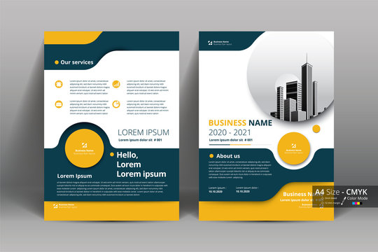 Yellow and Gray Brochure , Flyer  with circle layout template