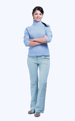 Fototapeta premium in full growth. portrait of a modern girl in a pantsuit.