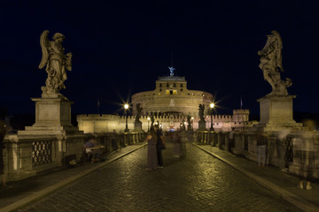 Fototapeta na wymiar Castel Santangelo in Rome in night, Italy