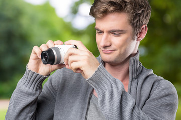 Fototapeta premium Portrait of young men taking photo