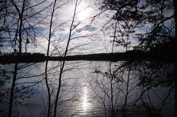 Sunset on a peaceful lake in Dalarna
