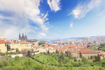 Fototapeta premium Beautiful view of St. Vitus Cathedral, Prague Castle and Mala Strana in Prague, Czech Republic
